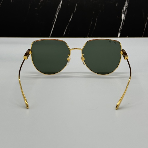 NEW GG1435SA 001 GUCCI GOLD GREY GEOMETRIC WOMEN GUCCI SUNGLASSES - Picture 8 of 13